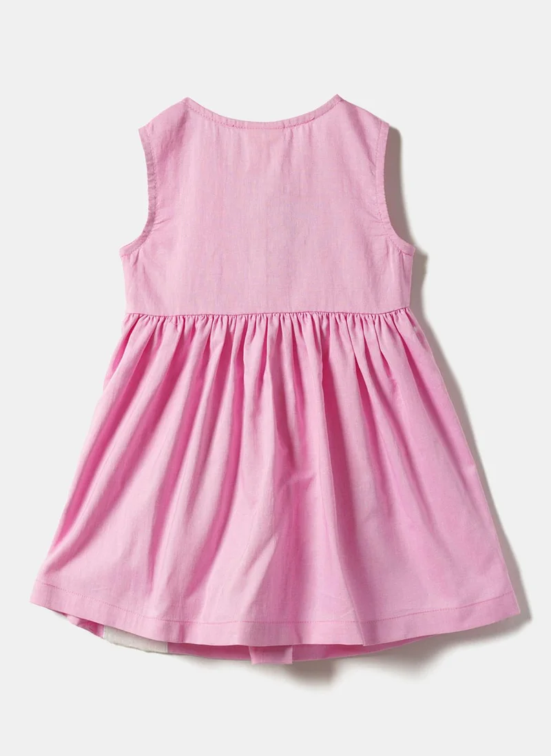 Nautinati light pink Girls' 100% Cotton Unicorn, Cloud, Star Applique Fit & Flare Dress for Women | Best Price UAE